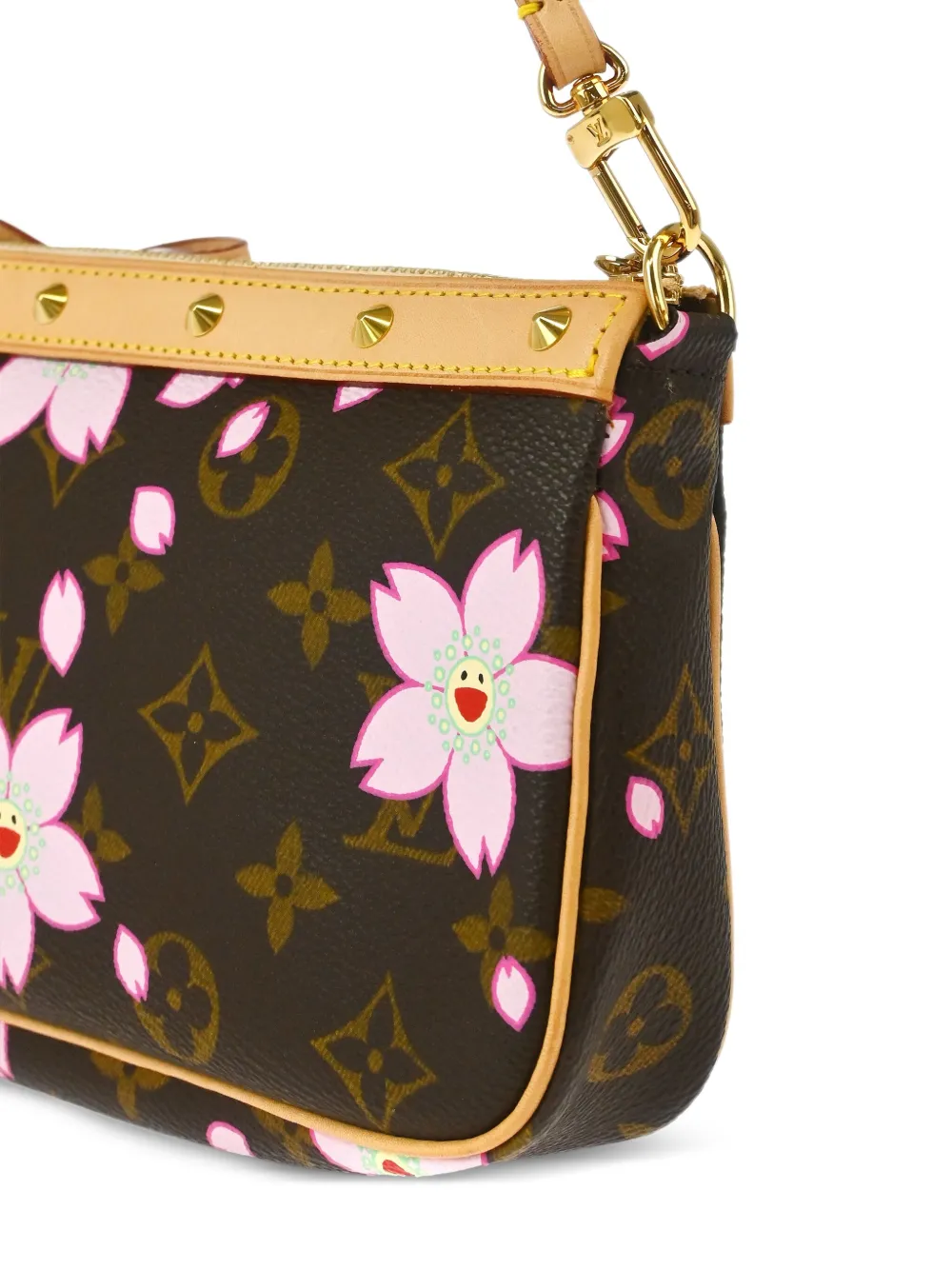 Pre-owned Louis Vuitton X Takashi Murakami 2003 Cherry Blossom Pochette Accessoires Handbag In Brown