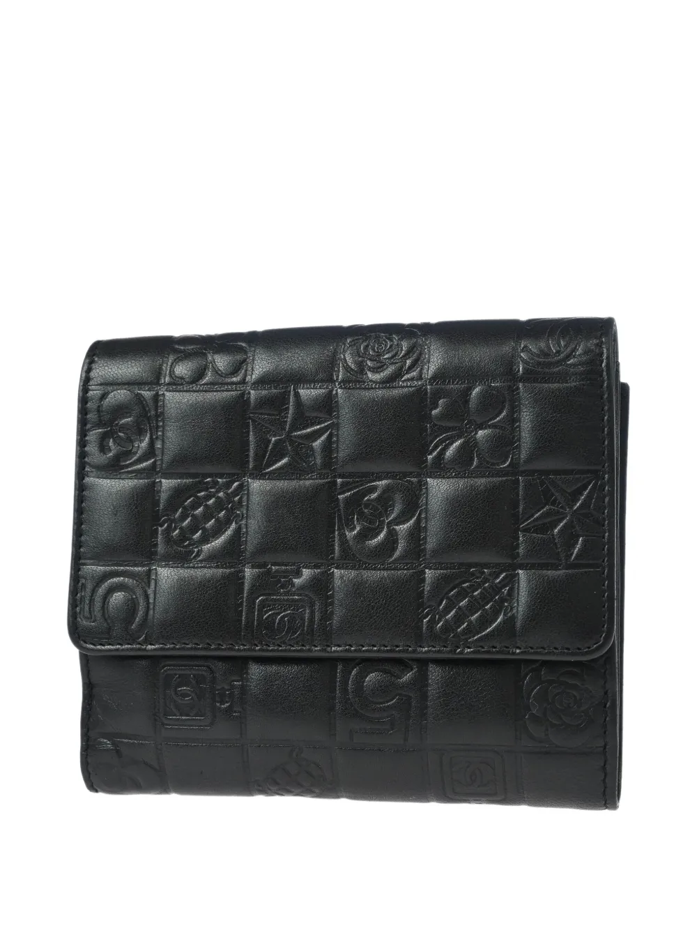 Pre-owned Chanel 2005 Icon Lambskin Wallet In Black