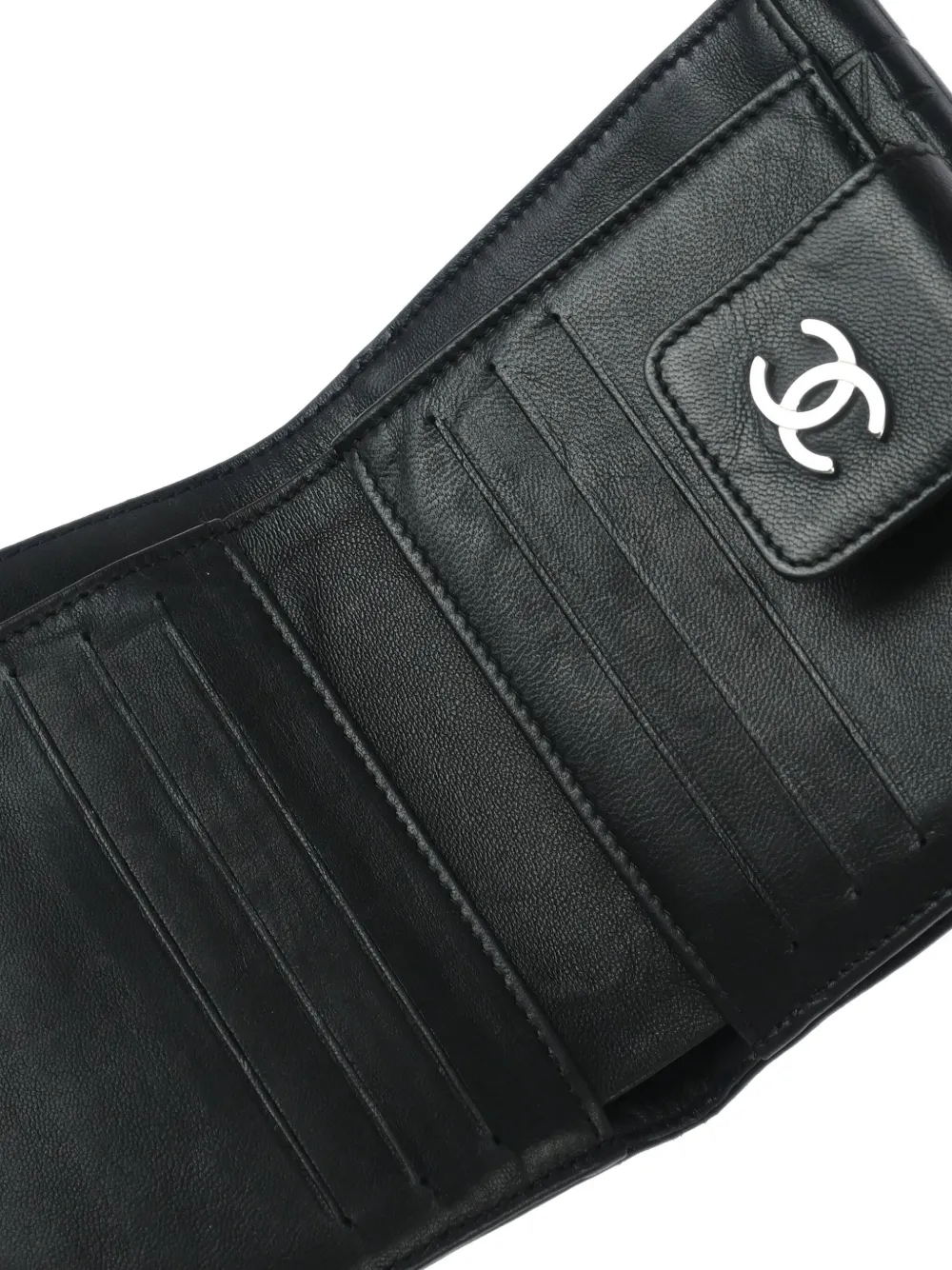 Pre-owned Chanel 2005 Icon Lambskin Wallet In Black
