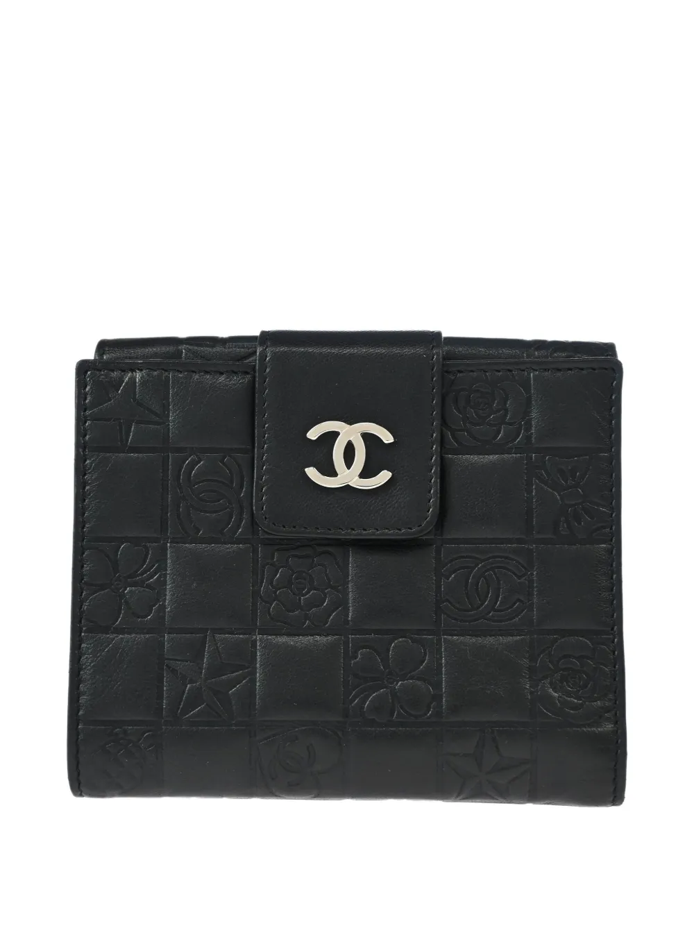 Pre-owned Chanel 2005 Icon Lambskin Wallet In Black