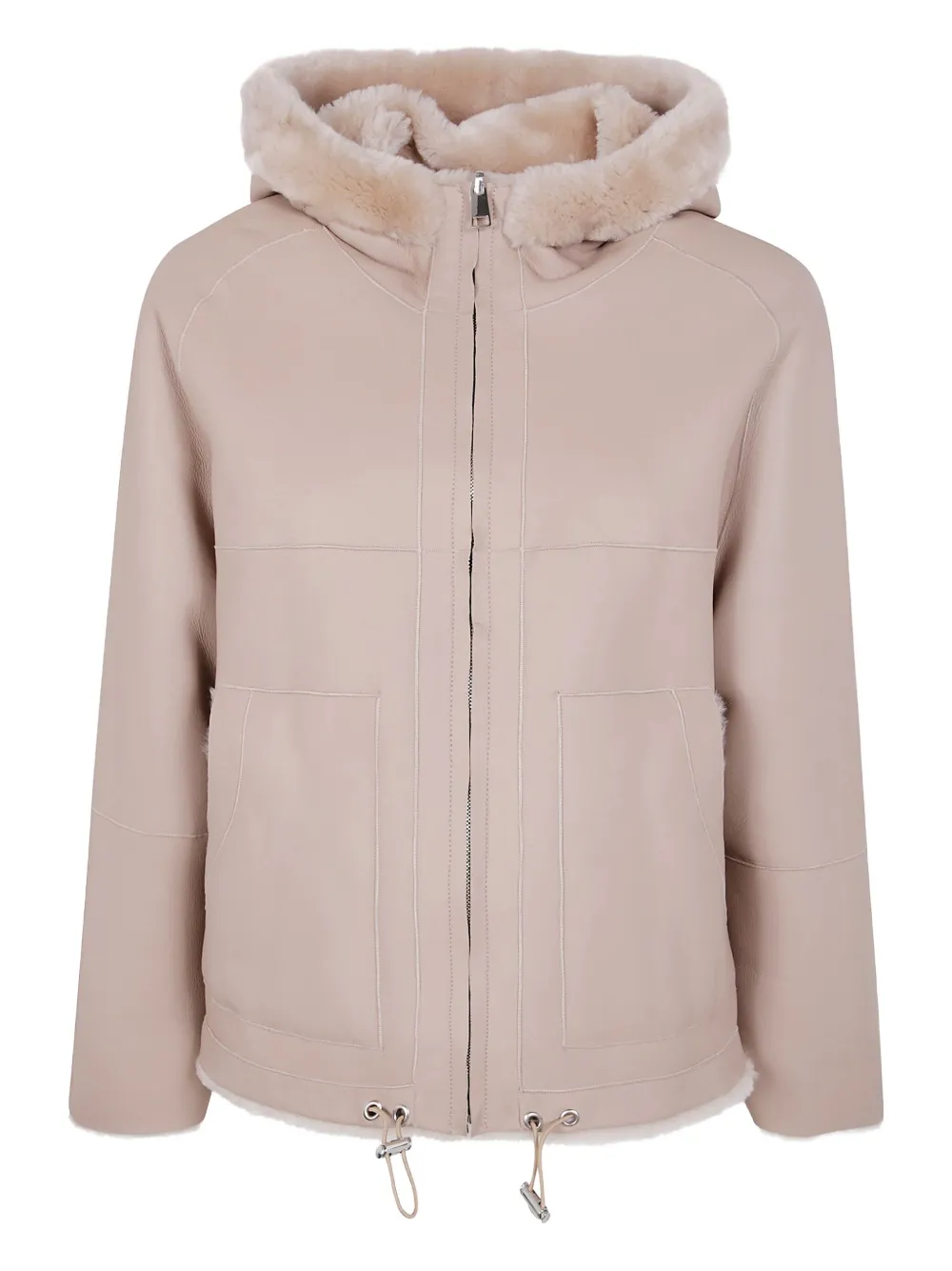 hooded shearling jacket