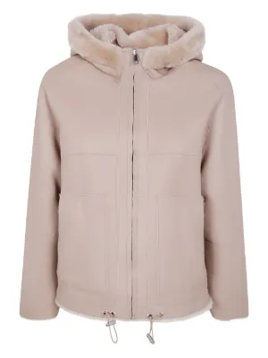 ムートン・ファーコート BLANCHA SHEARLING HOODED JACKET Blancha Hooded shearling jacket with faux fur texture | The