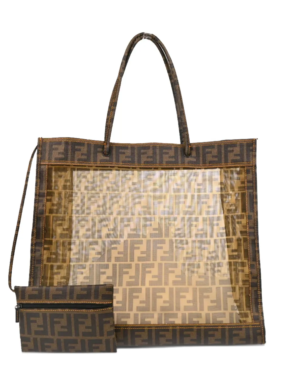 Pre-owned Fendi 1990-2000s Zucca Mesh Tote Bag In Brown
