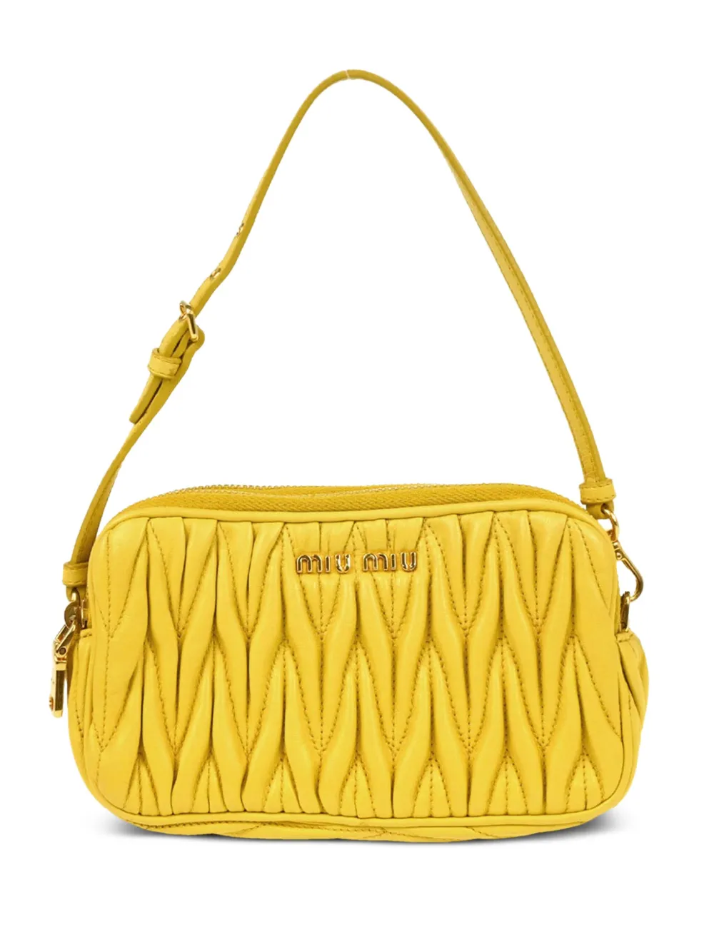 Pre-owned Miu Miu 2010s Matelasse Handbag In Yellow