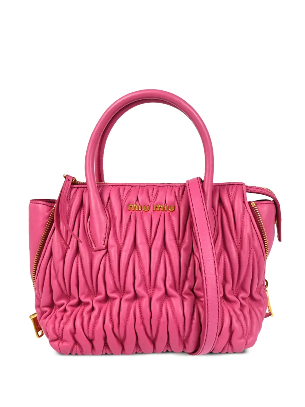 Pre-owned Miu Miu 2010s Matelasse Lambskin Tote Bag In Pink