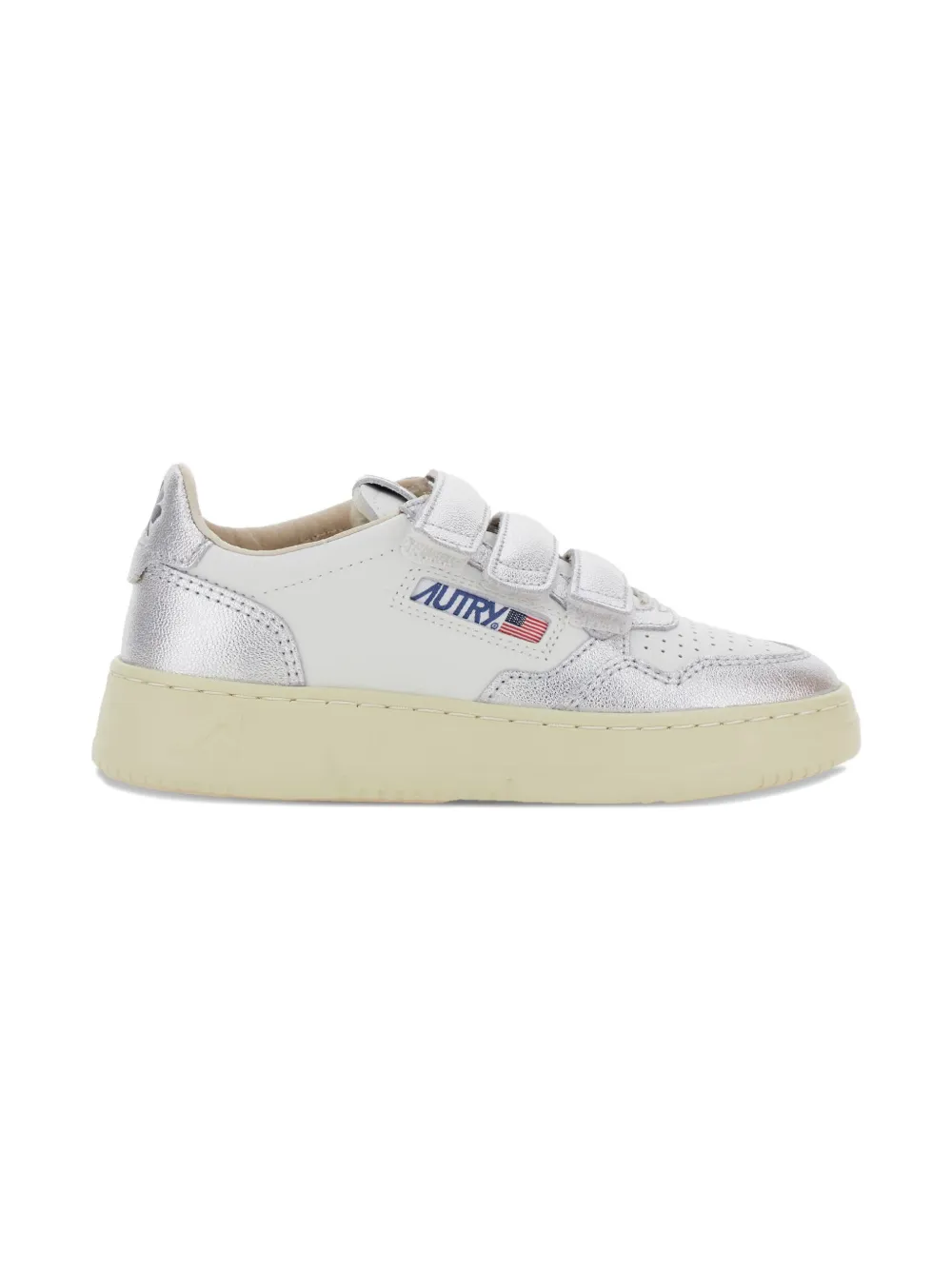Autry Kids metallic leather strap sneakers White