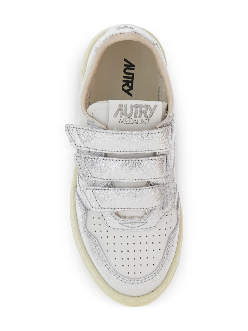 Autry Kids metallic leather strap sneakers White