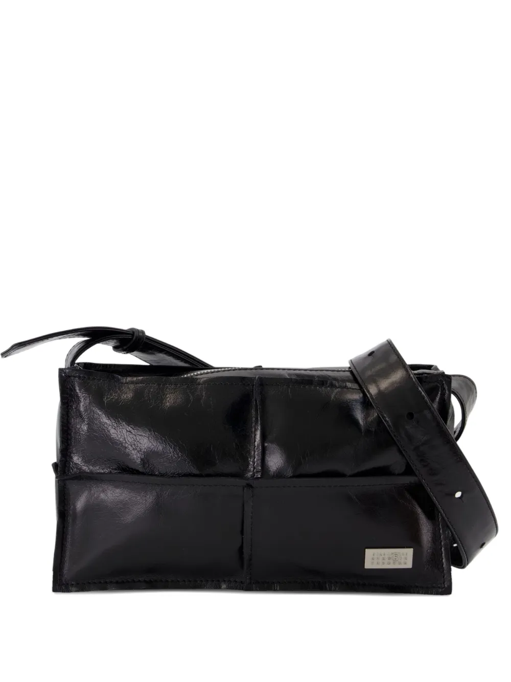 MM6 Maison Margiela mini panelled leather crossbody bag Zwart