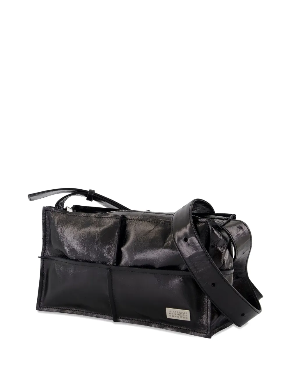 MM6 Maison Margiela mini panelled leather crossbody bag Zwart
