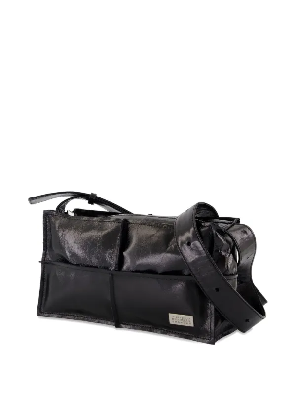 Maison Margiela MM6 ブラックレザー バッグ MM6 Maison Margiela レザー ショルダーバッグ ミニ | ブラック