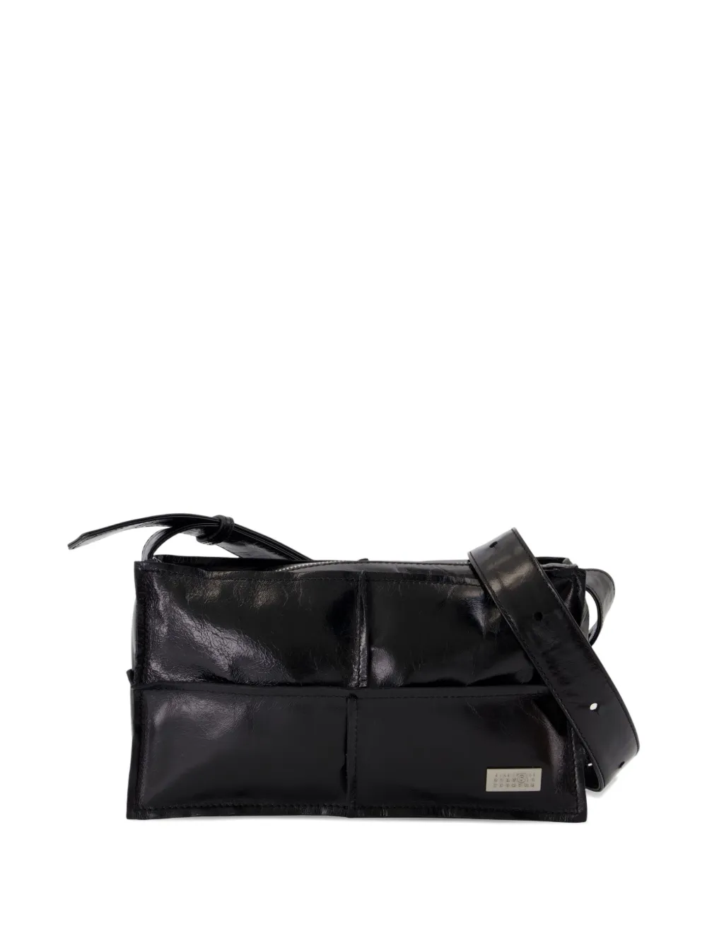 MM6 Maison Margiela mini panelled leather crossbody bag Zwart