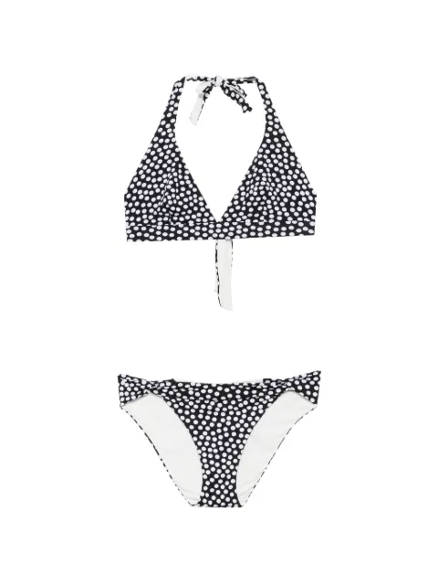 Fisico bikini con motivo de lunares y cuello halter