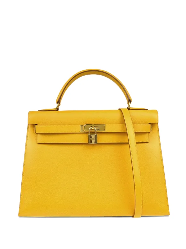 Hermès Pre-Owned 1996 Kelly 32 Sellier two-way Handbag | Yellow