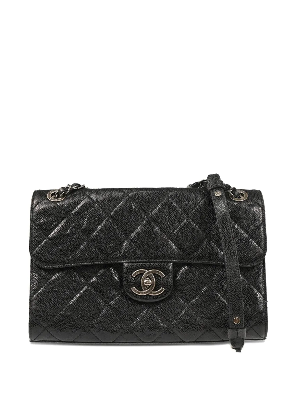 Pre-owned Chanel 2014 Double Flap Shoulder Bag In Black