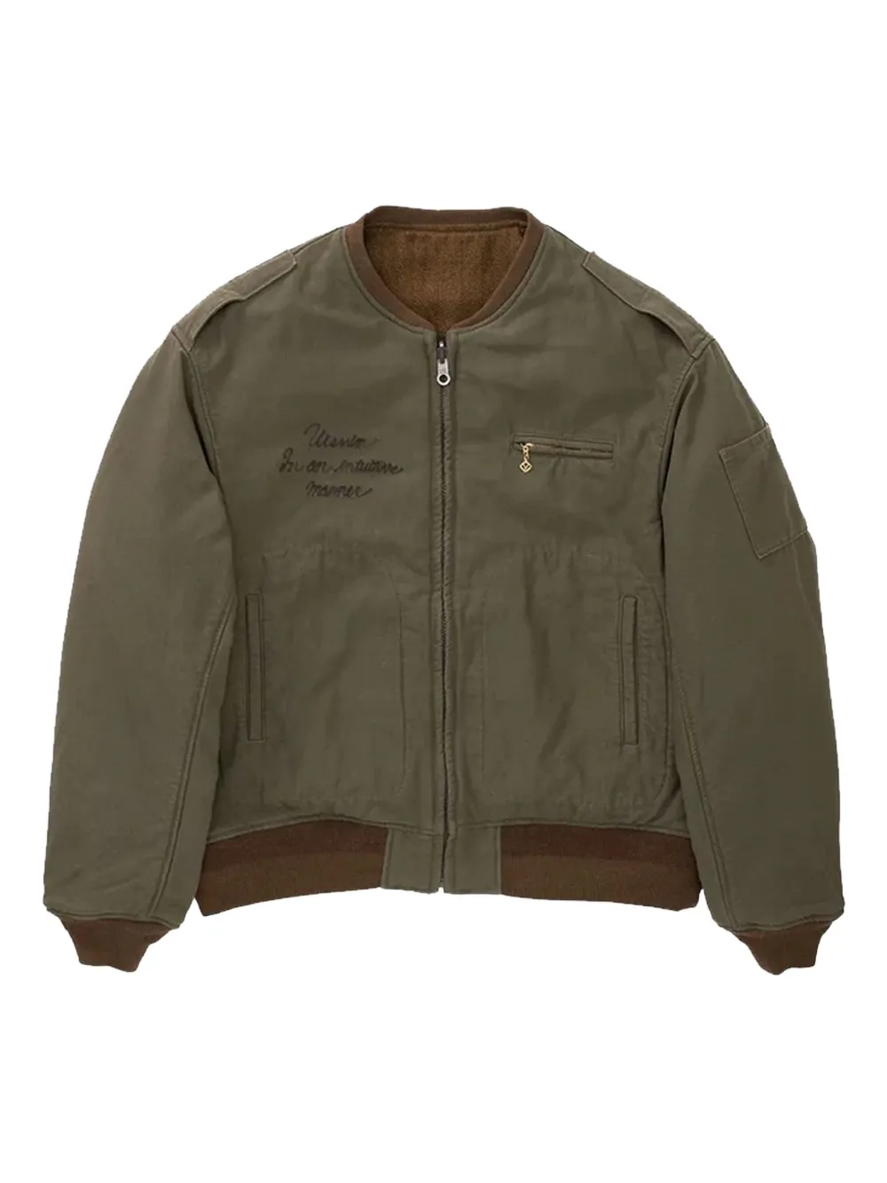 embroidered ribbed bomber jacket