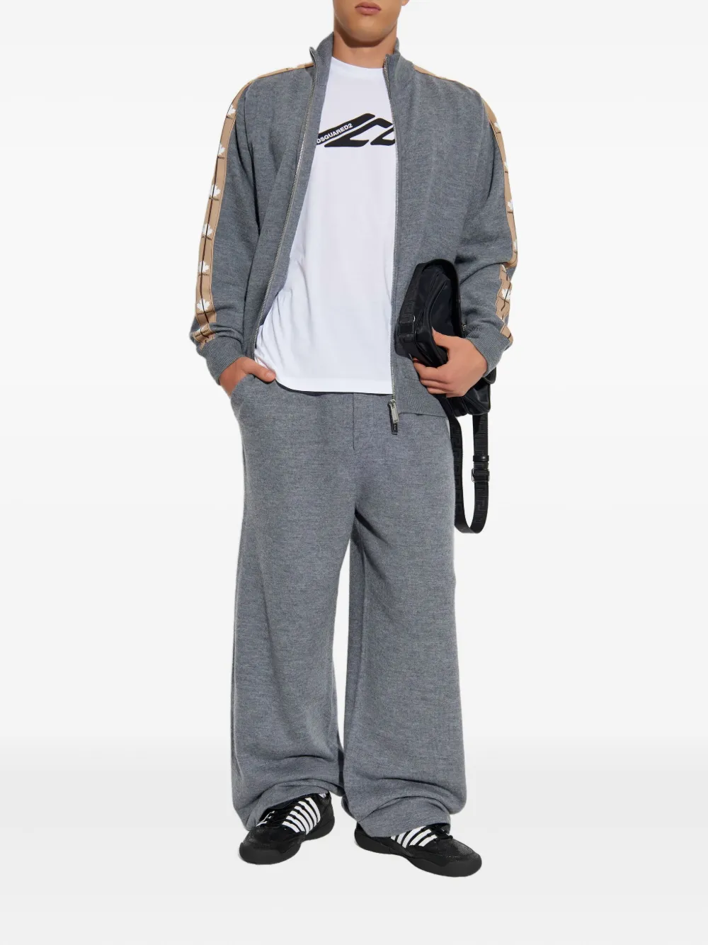 DSQUARED2 logo-print cardigan Grijs