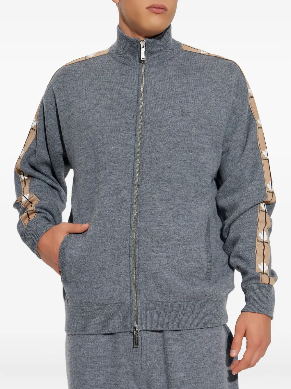 DSQUARED2 logo-print cardigan Grijs