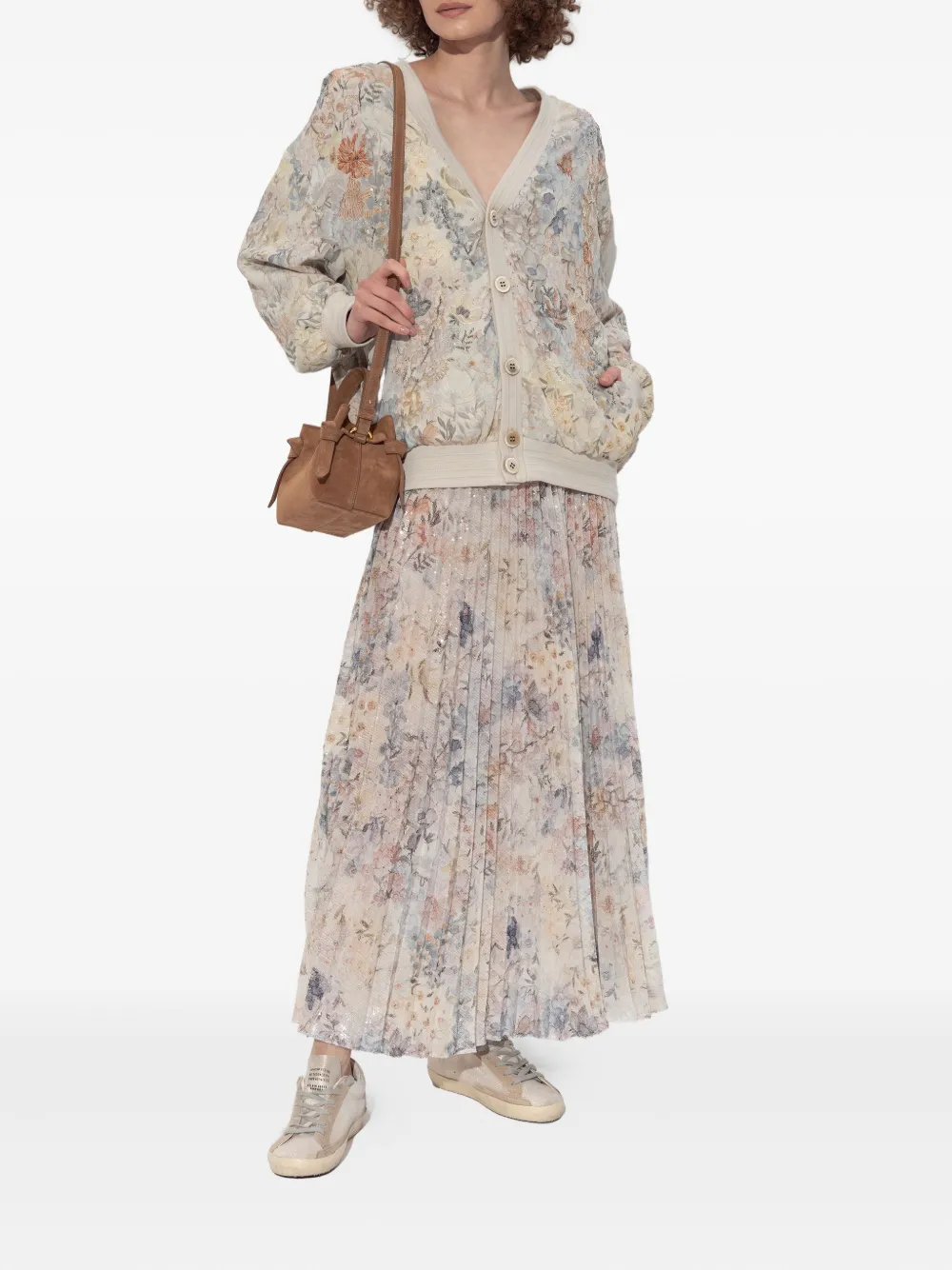 Golden Goose floral sequin-embellished cardigan Beige