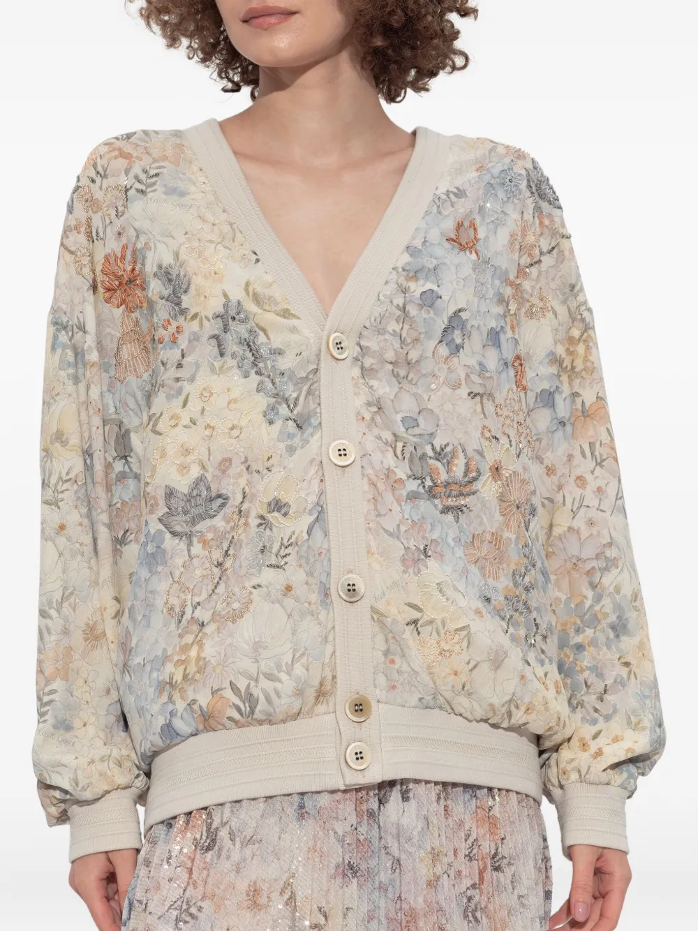 Golden Goose floral sequin-embellished cardigan Beige
