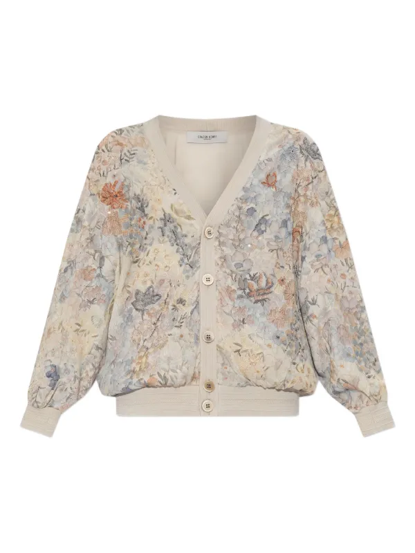 Golden Goose Floral Sequin-embellished Cardigan in Neutrals