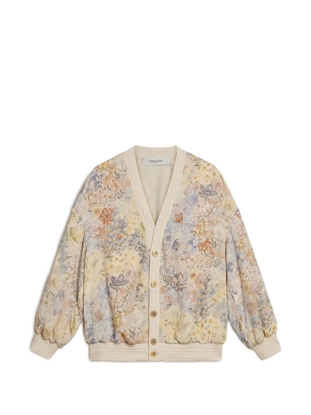 Golden Goose floral sequin-embellished cardigan - Toni neutri