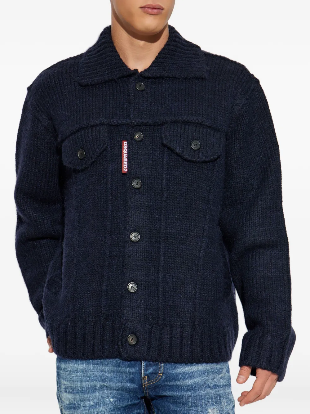 DSQUARED2 logo-detail cardigan Blauw