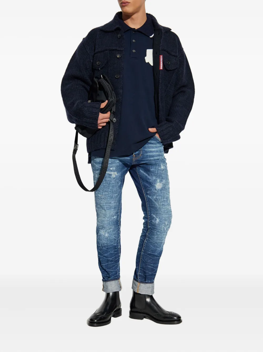 DSQUARED2 logo-detail cardigan Blauw