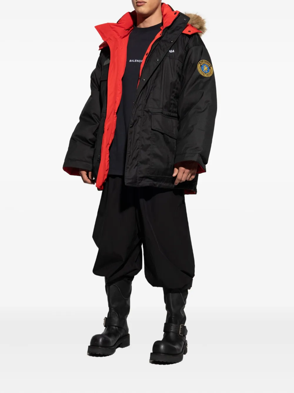 Balenciaga Gewatteerd jack met afwerking van imitatiebont Zwart