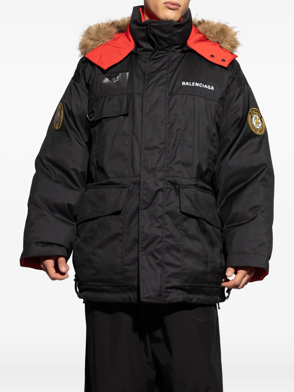 Balenciaga Gewatteerd jack met afwerking van imitatiebont Zwart
