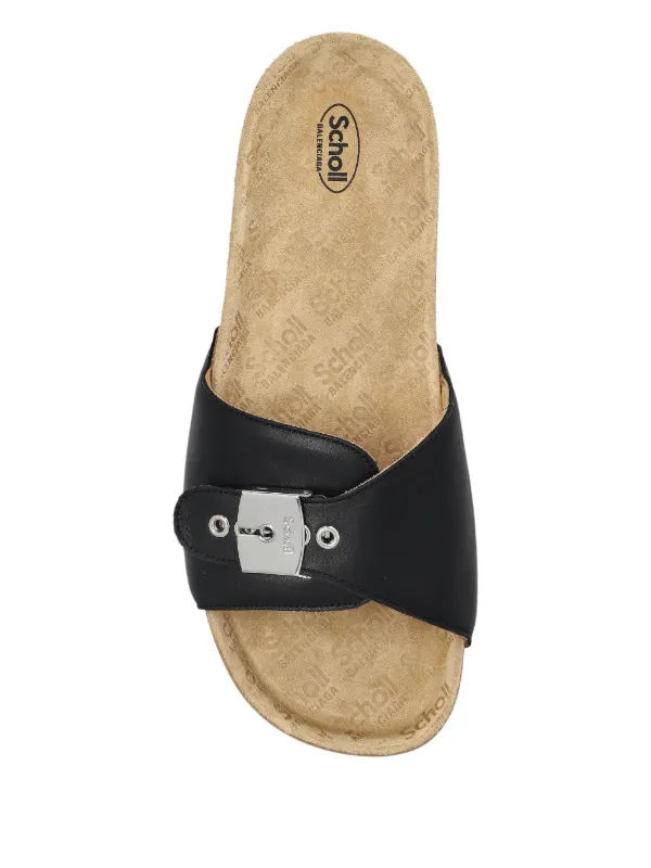 Balenciaga x Scholl buckle-fastening Leather Slides | ブラック
