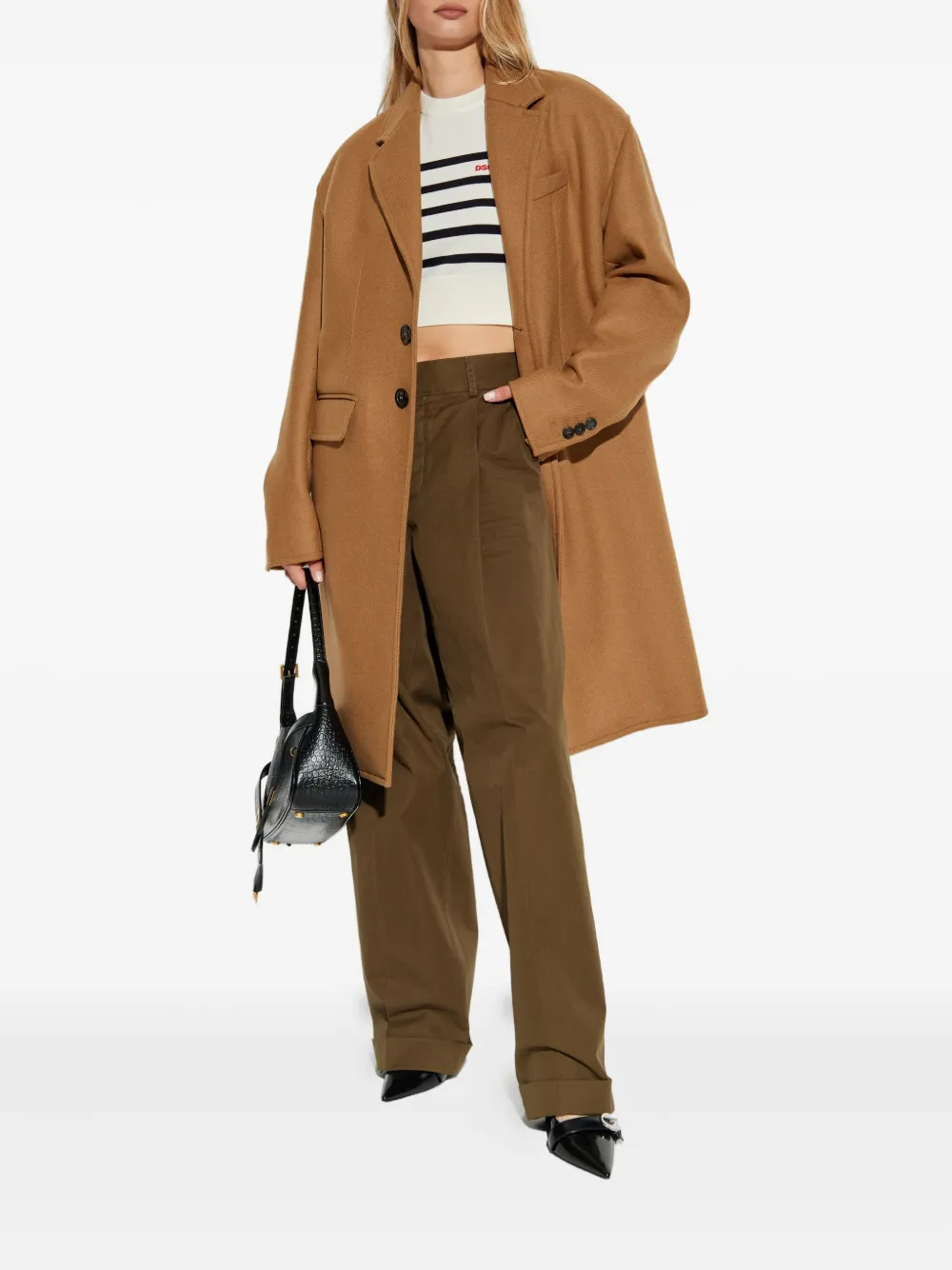 DSQUARED2 button-fastening wool-blend coat Beige