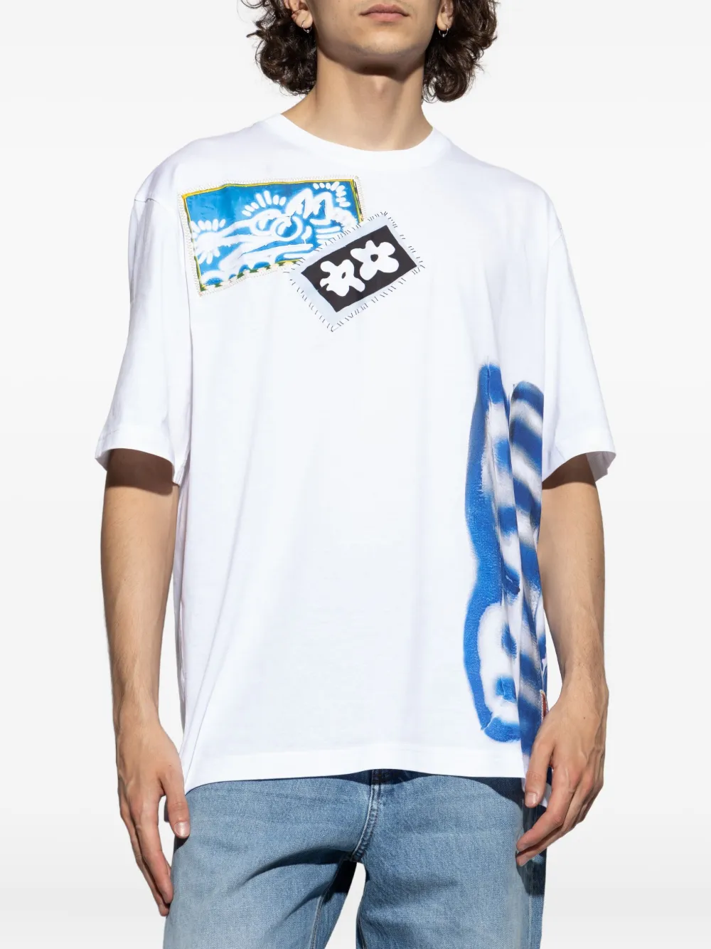 Marni patchwork print T-shirt Wit