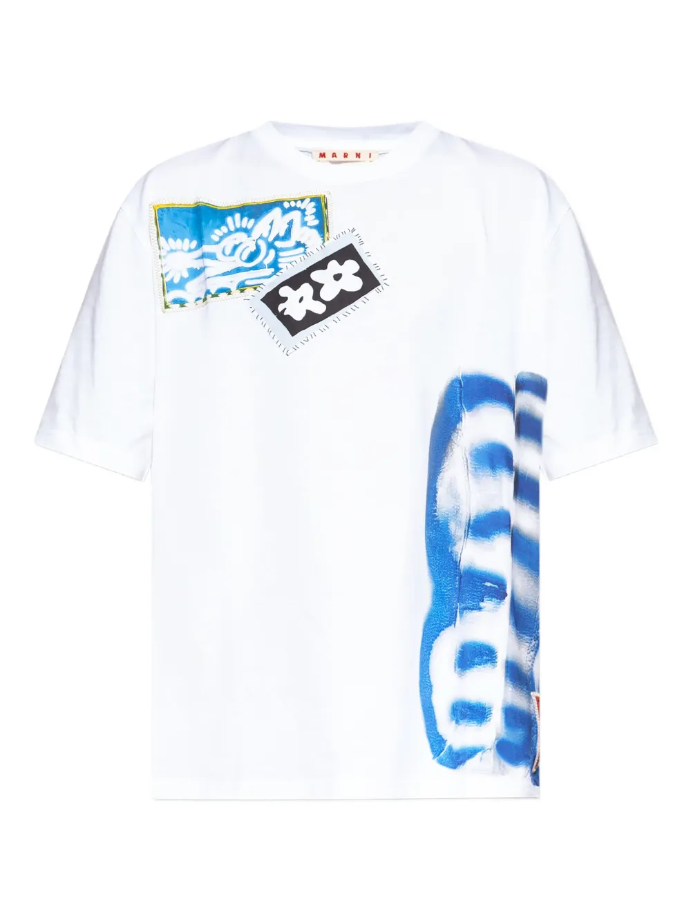 Marni patchwork print T-shirt Wit
