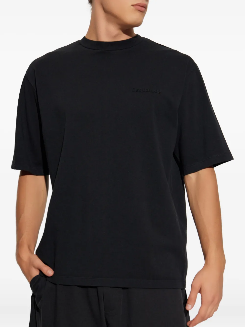 DSQUARED2 logo-embroidered short-sleeve T-shirt Zwart