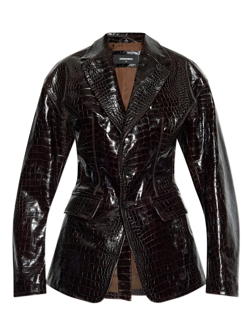 Dsquared2 Crocodile-embossed Blazer In Brown