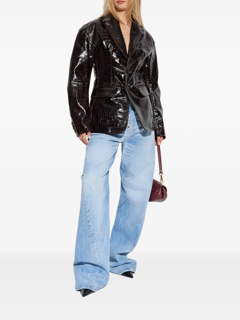 DSQUARED2 crocodile-embossed blazer Bruin