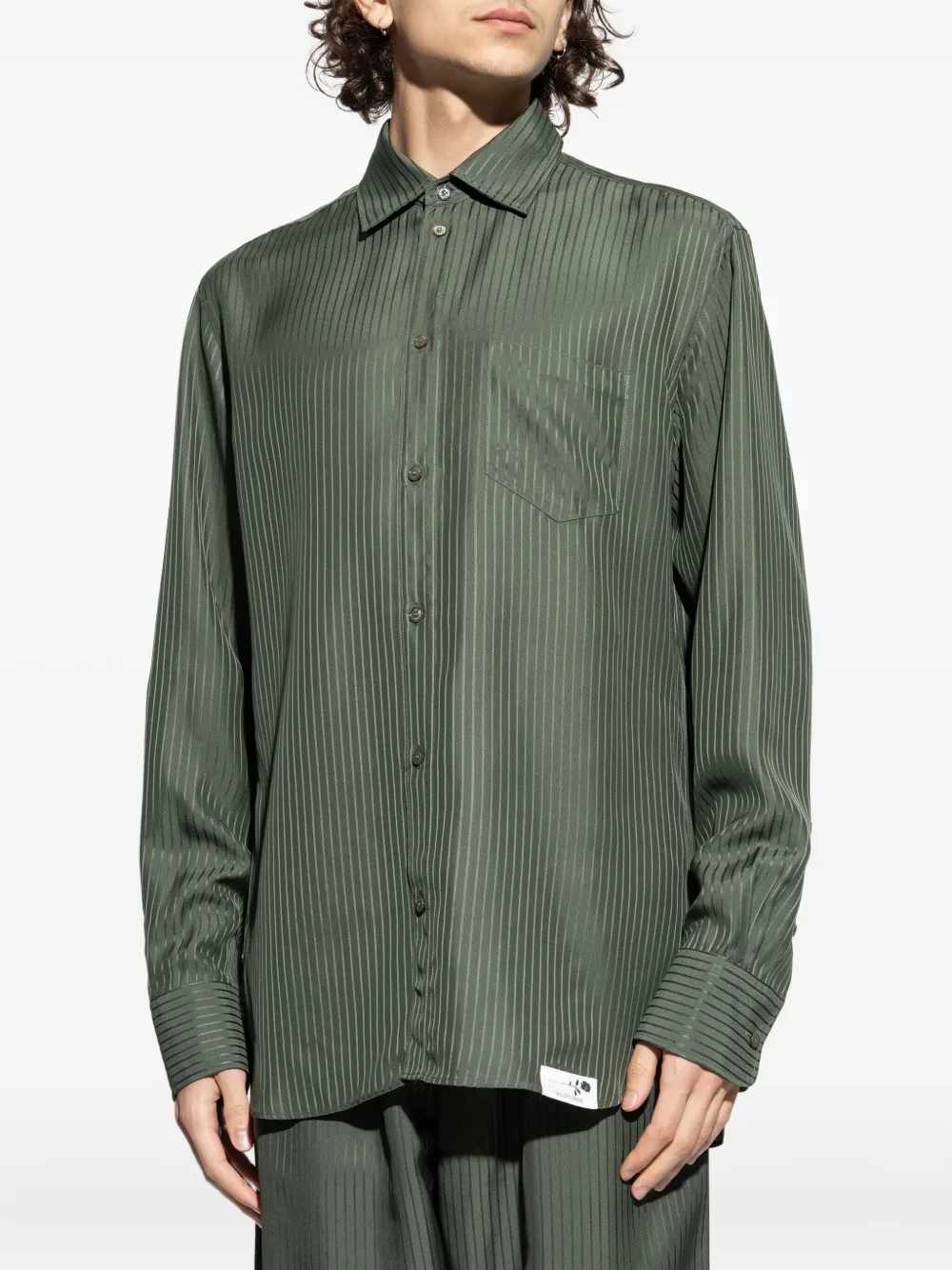 Golden Goose pinstripe buttoned-cuff shirt Groen