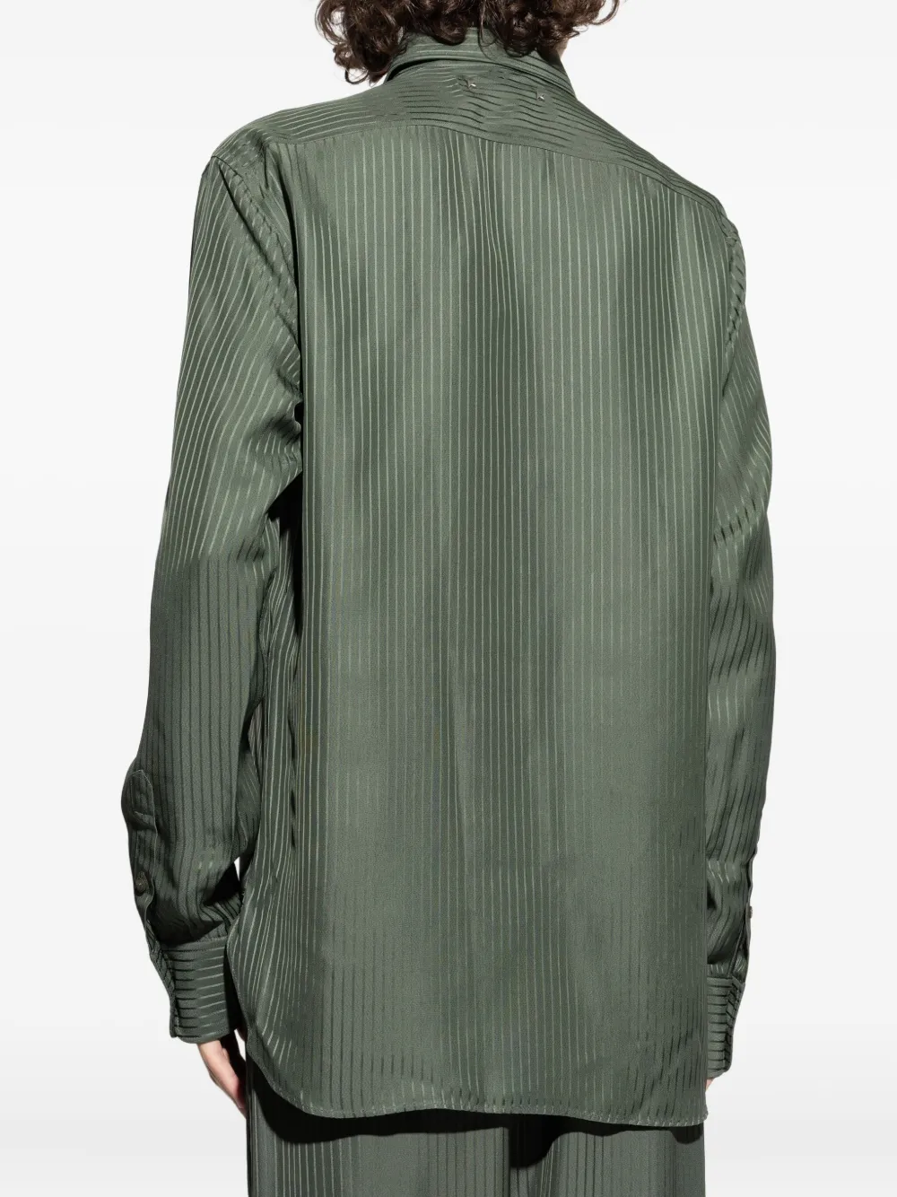 Golden Goose pinstripe buttoned-cuff shirt Groen