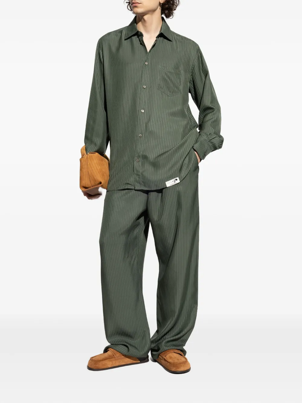 Golden Goose pinstripe buttoned-cuff shirt Groen
