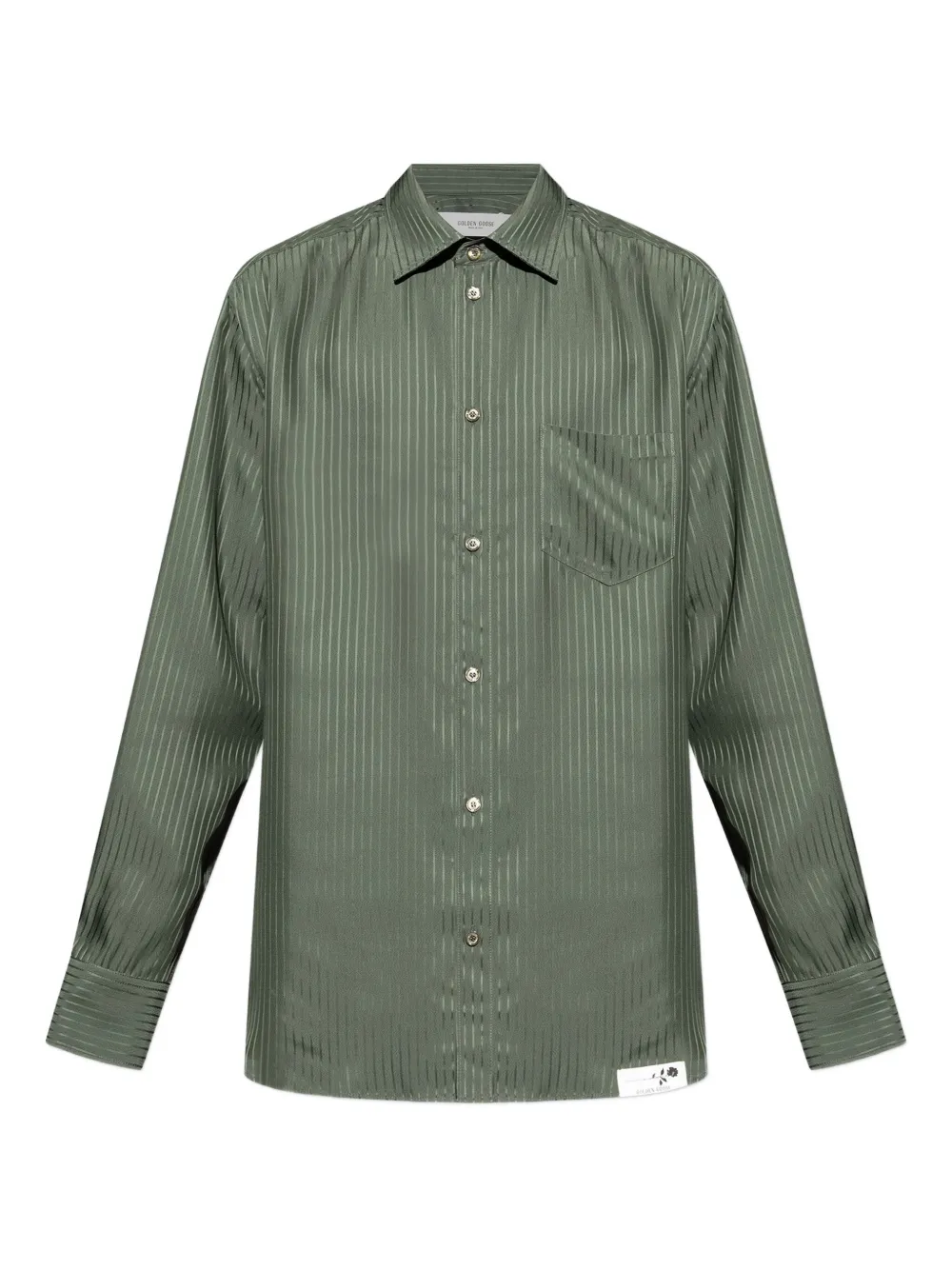 Golden Goose pinstripe buttoned-cuff shirt Groen