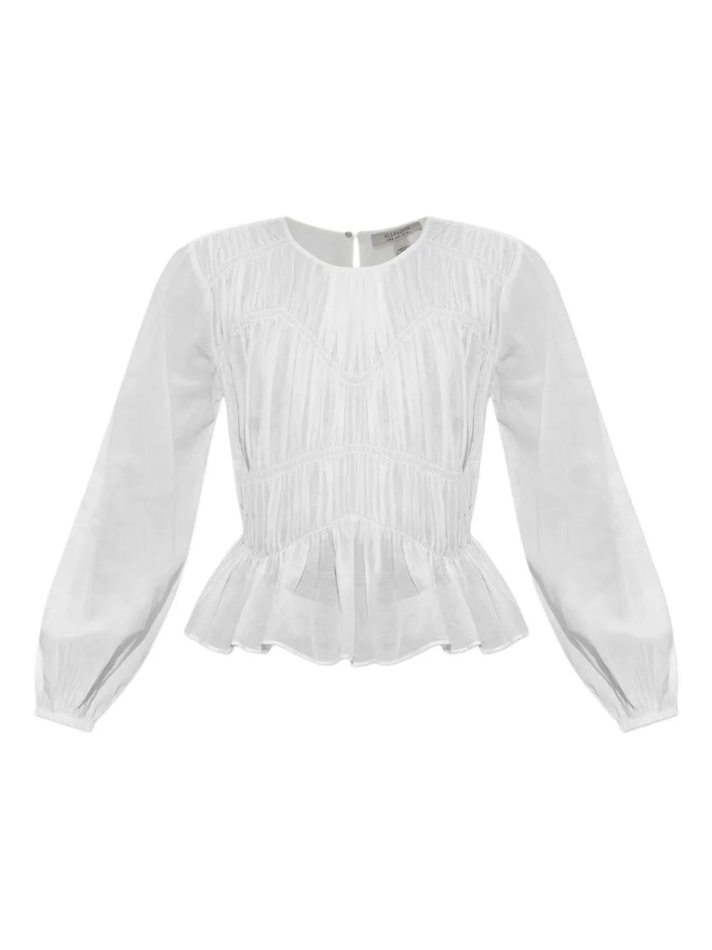 AllSaints smocked-panel ruffled top Wit