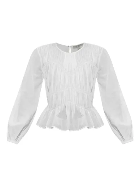 AllSaints smocked-panel ruffled top