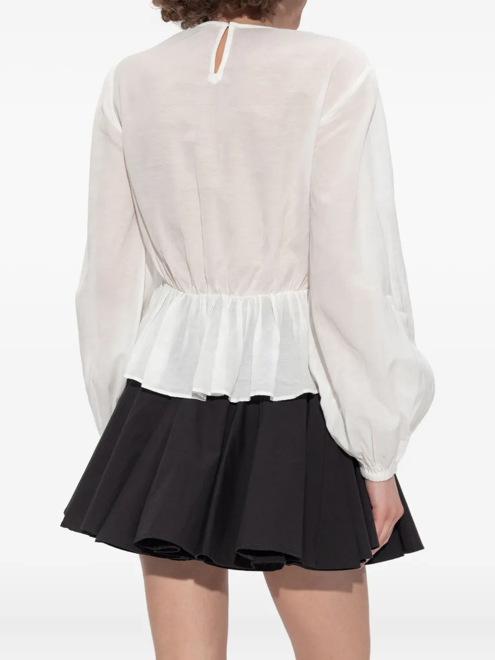 AllSaints smocked-panel ruffled top Wit