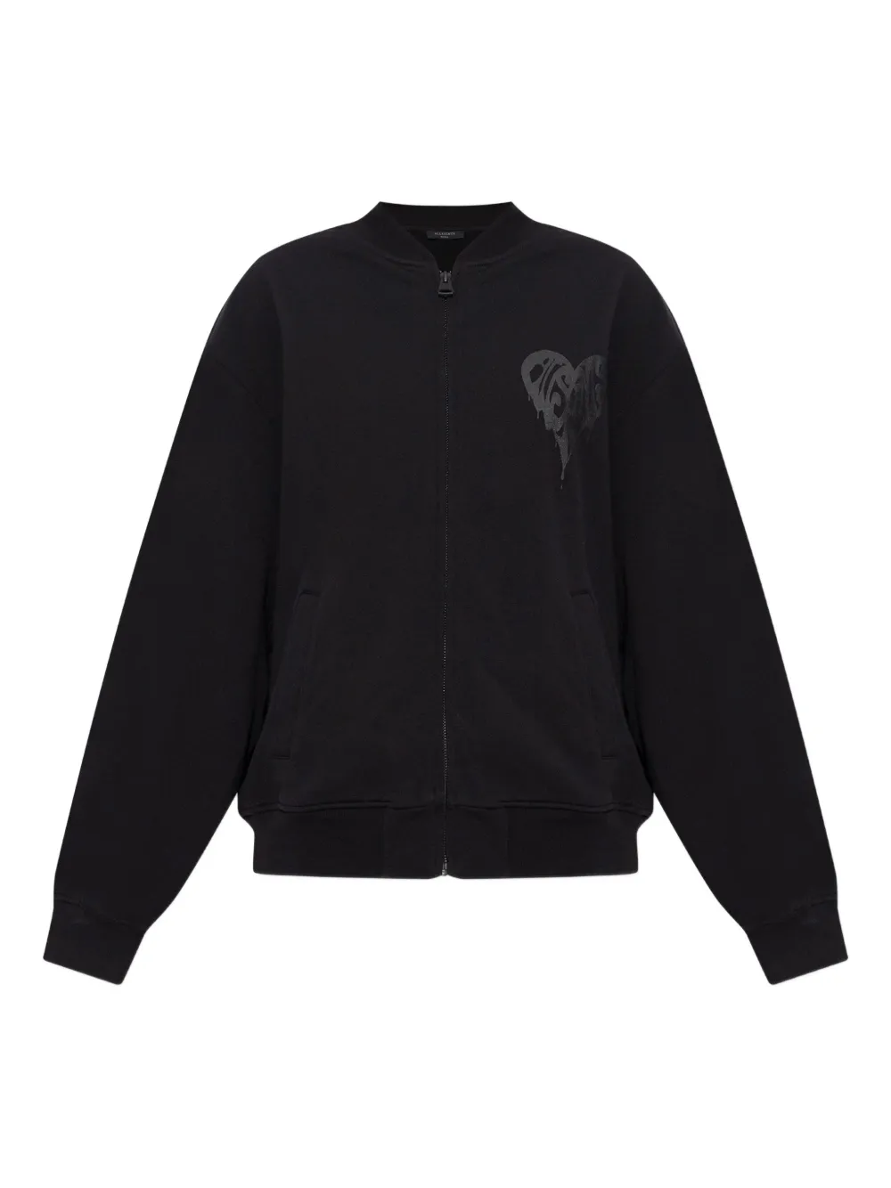 Allsaints Heart-print Bomber Jacket In Black