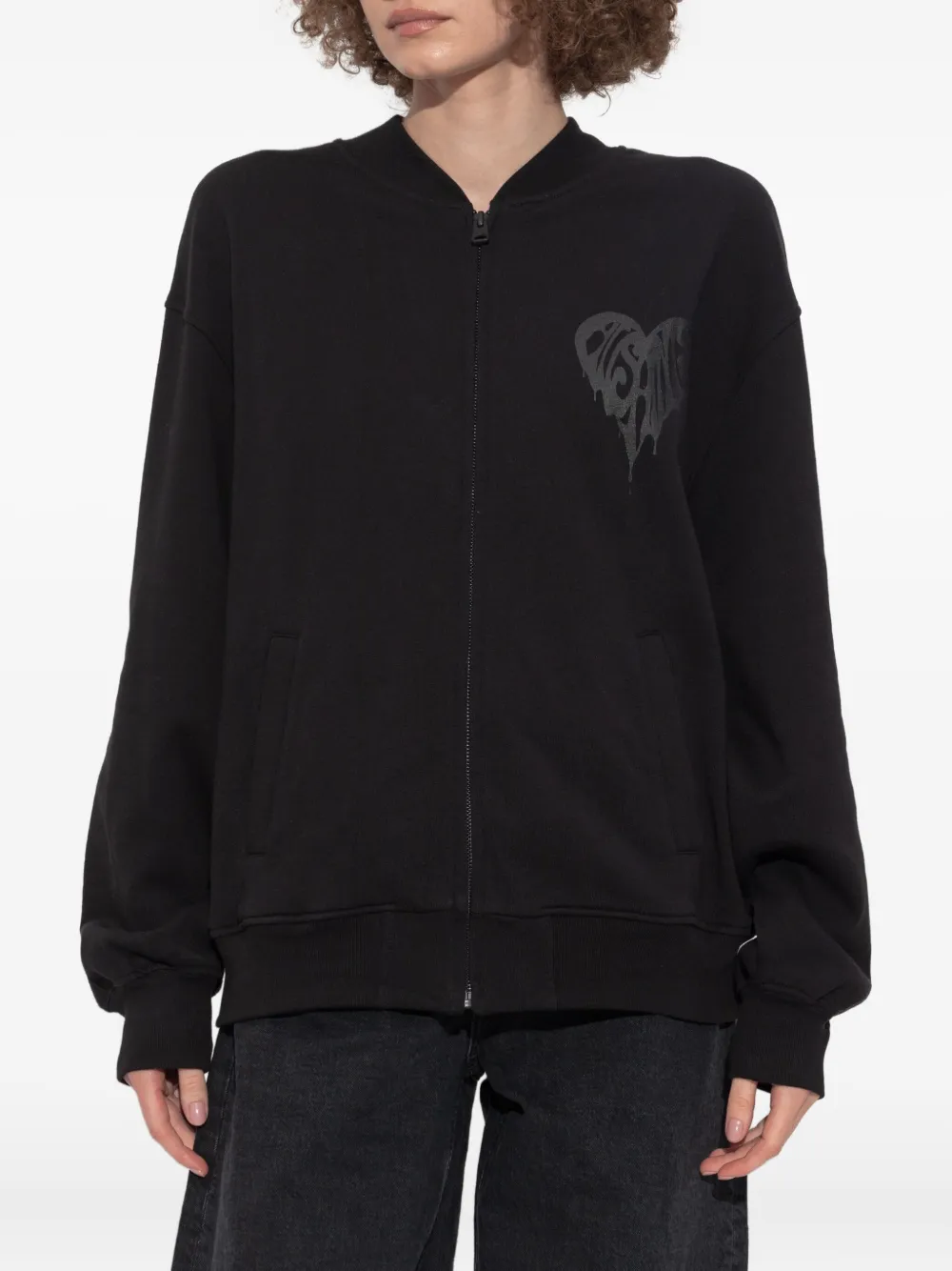 Allsaints Heart-print Bomber Jacket In Black