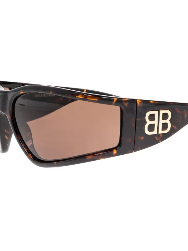 Balenciaga Eyewear Tortoiseshell Shield Sunglasses | Brown  display picture 2