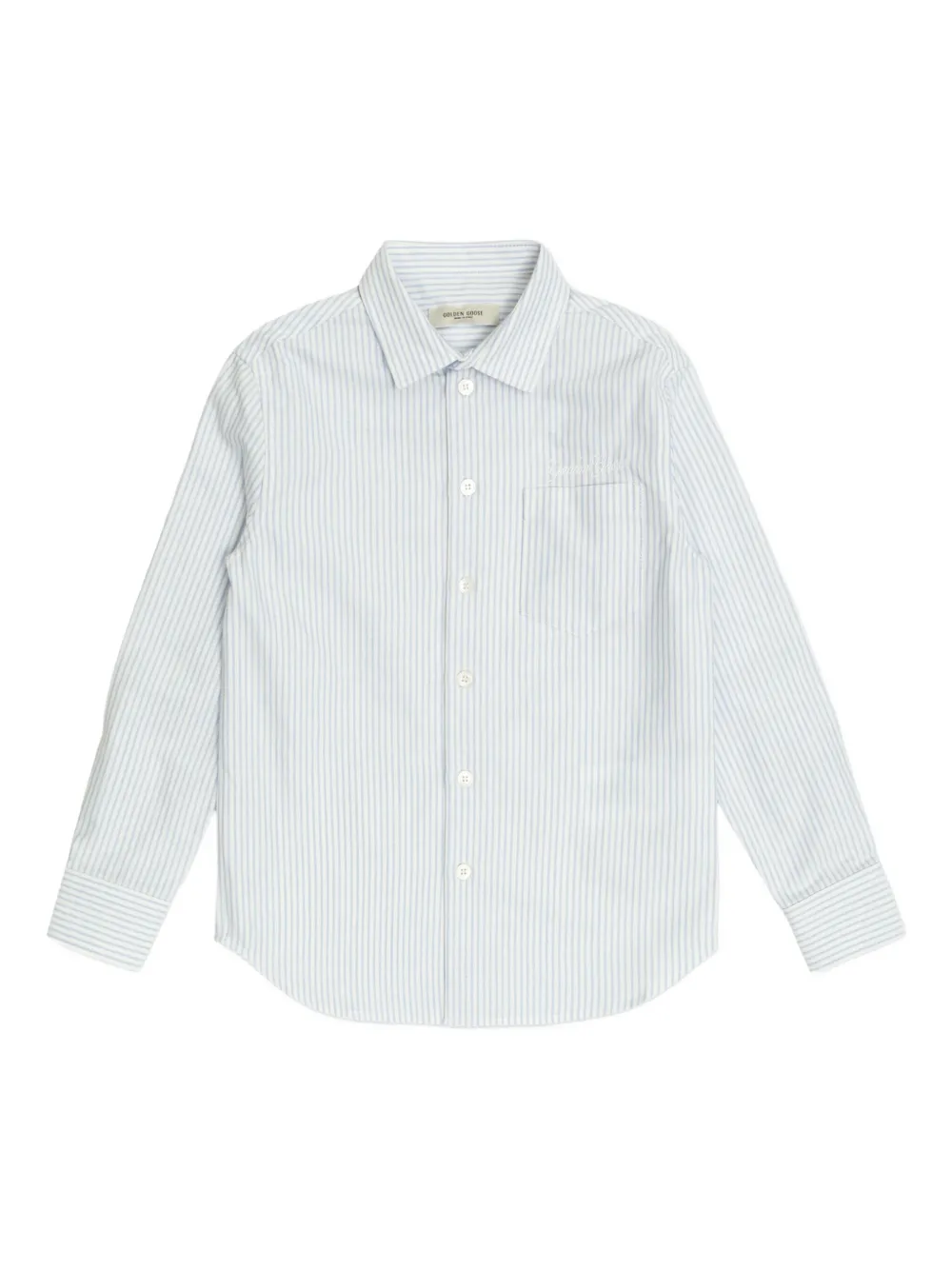 Golden Goose Kids Gestreept shirt met borduurwerk Blauw
