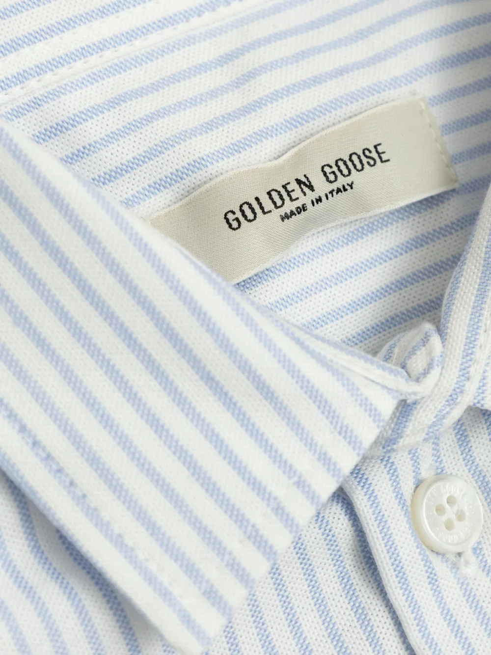 Golden Goose Kids Gestreept shirt met borduurwerk Blauw