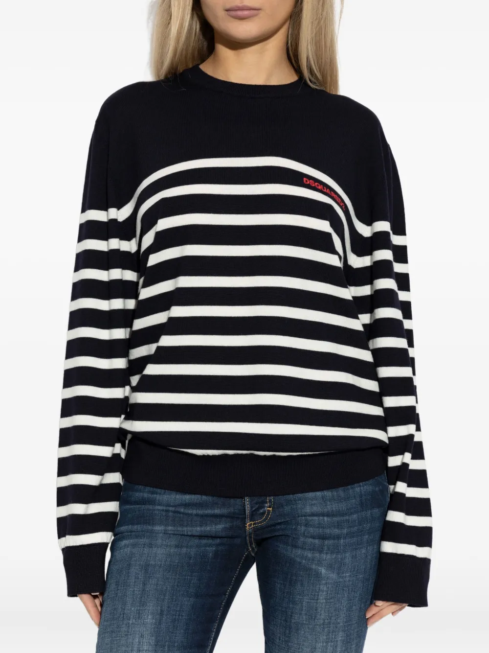 DSQUARED2 striped-pattern wool sweater Blauw