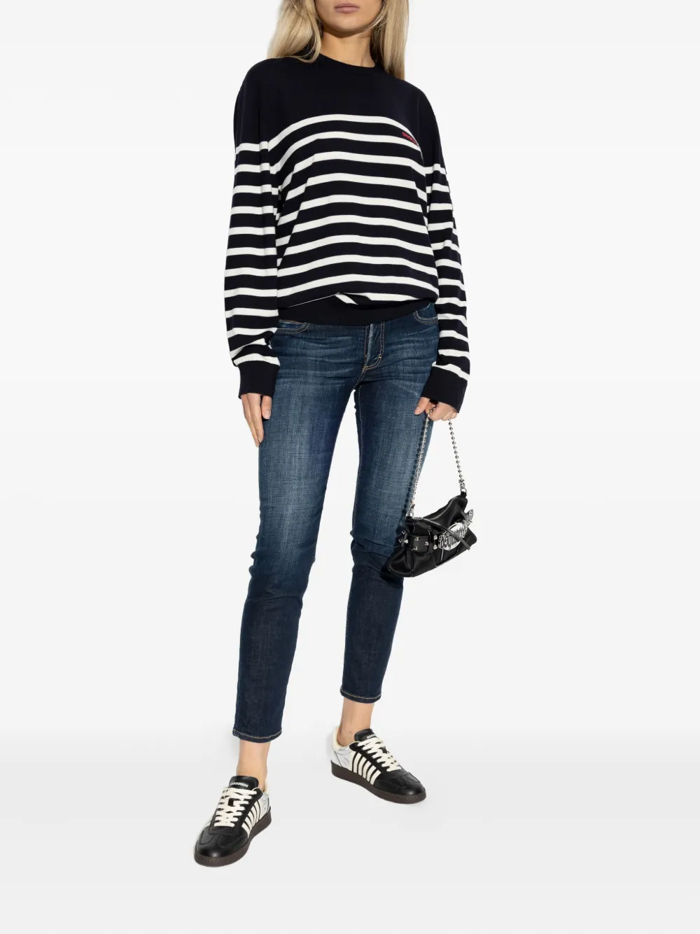 DSQUARED2 striped-pattern wool sweater Blauw